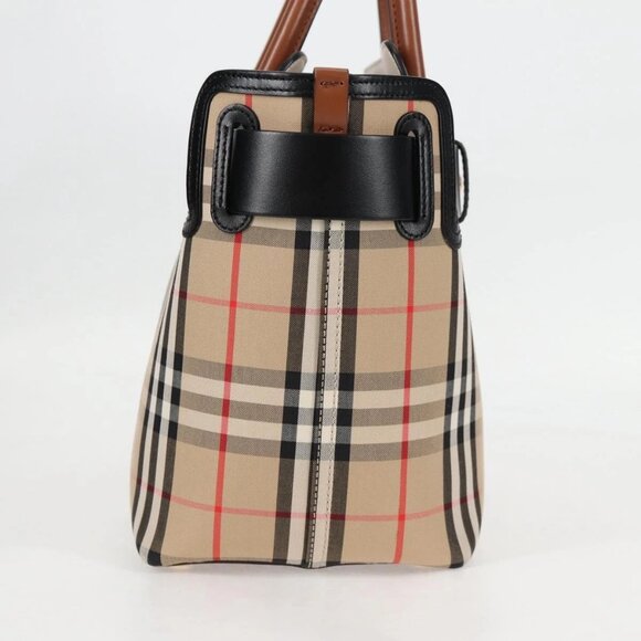 BURBERRY Nova Check Hand Bag Canvas 2way Beige Gold - Picture 4 of 16